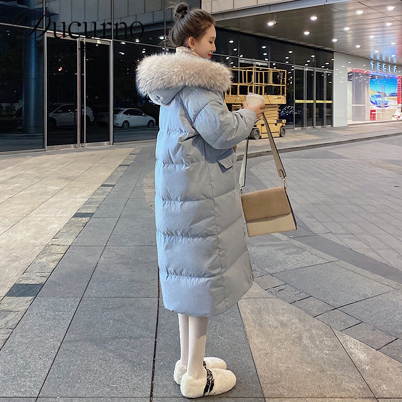 羽绒服女中长款2025年新款冬季时尚宽松加厚长款过膝白鸭绒外套