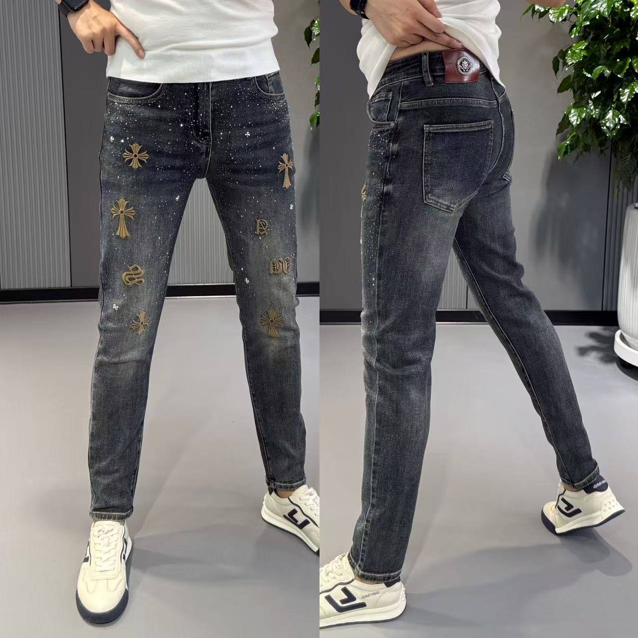 裤子男秋季款男士牛仔裤时尚韩版小脚裤牛仔裤男款男士秋冬款裤子