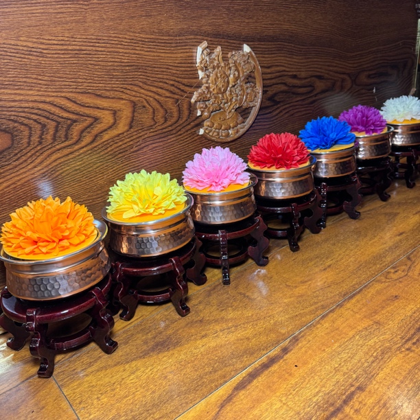 藏式带架子供水碗（七个供水碗+七个架子+七朵花）