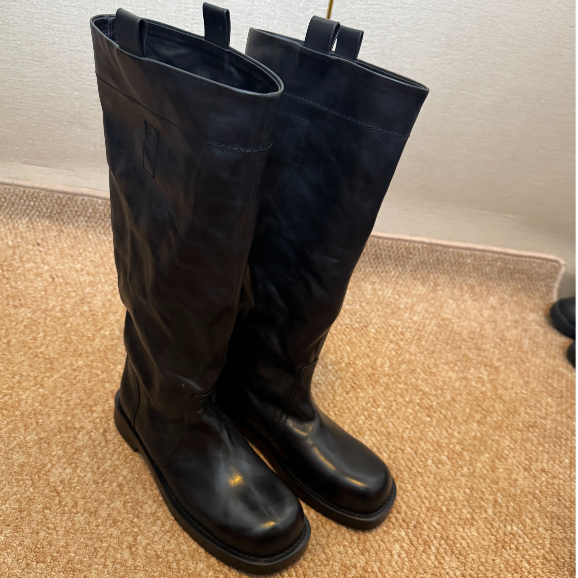 3CM34-41【重磅极简】秋冬季裤管靴时装靴骑士英伦风香港牛皮版简约