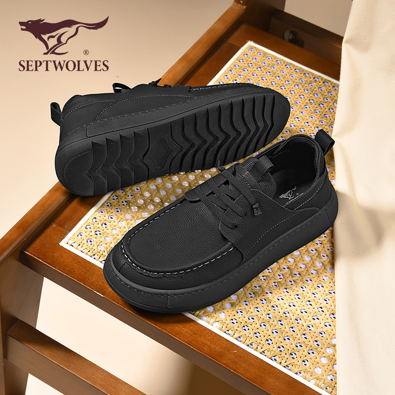 七匹狼男鞋爆款2025新款秋季防滑复古休闲鞋男士懒人一脚蹬皮鞋