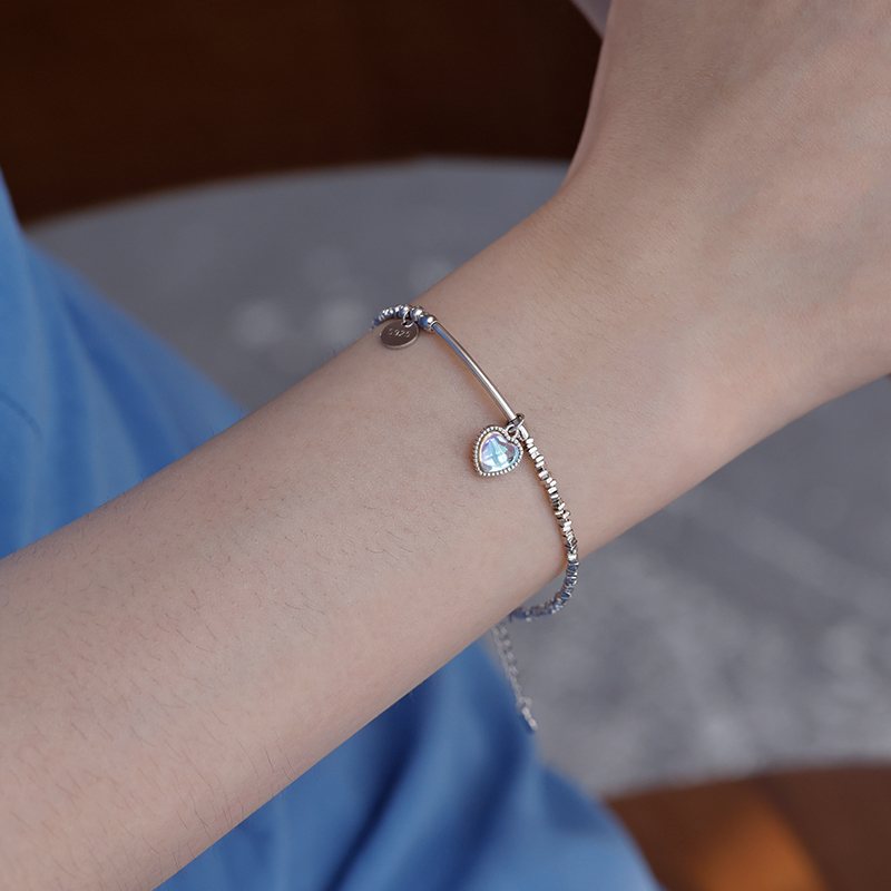 925银手链 925银爱心手链女2025新款爆款小众时尚手环轻奢手饰