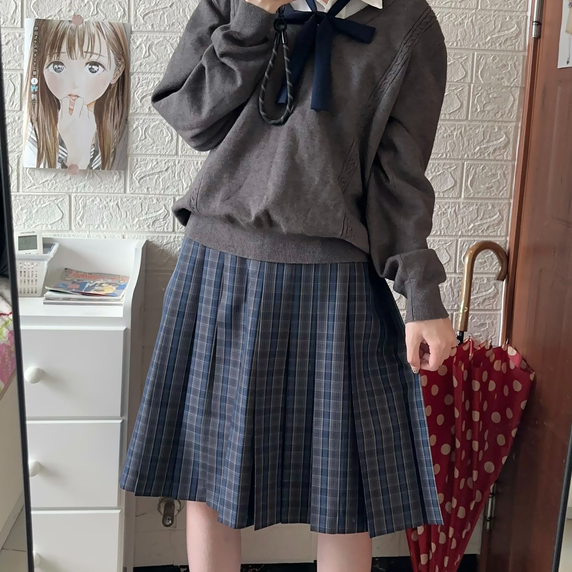 【55cm格裙】梨谱熊原创格裙正版学院风jk制服秋冬校供感半身裙长裙