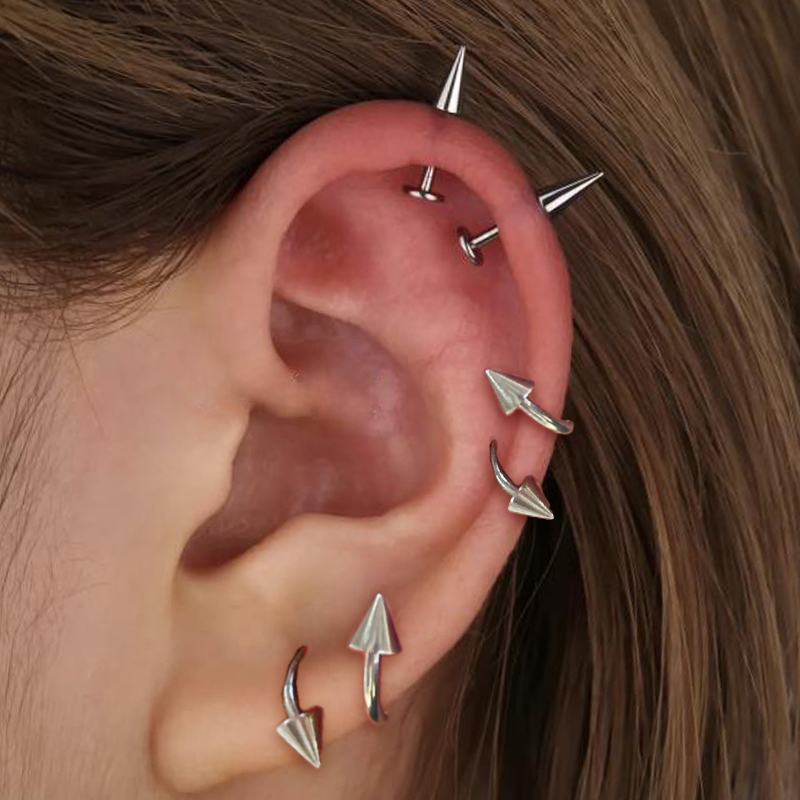 钛钢耳饰 S型耳骨钉恶魔唇环马蹄环辣妹S环辣妹基础钉穿刺饰品