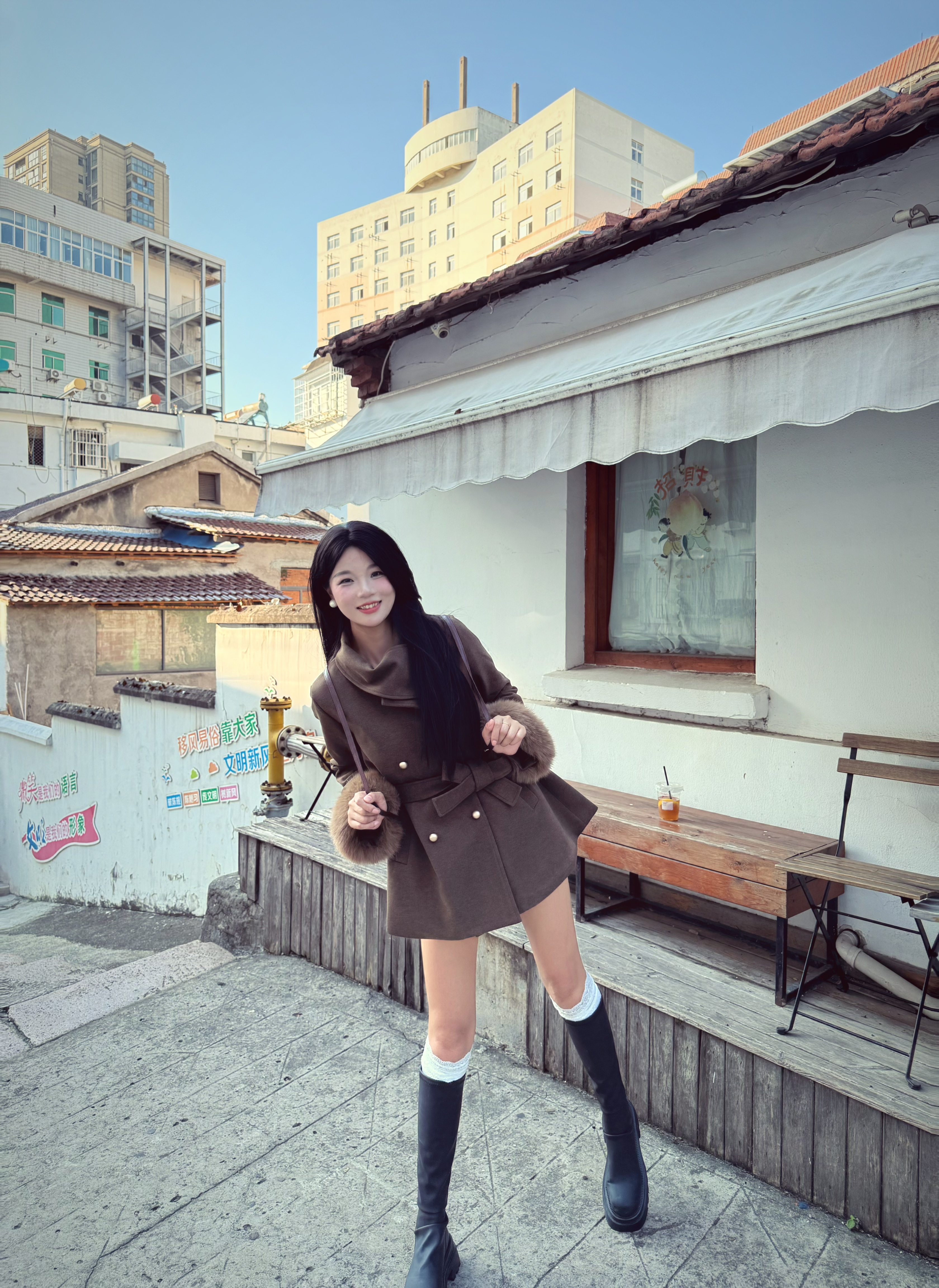 【韩剧女主】冬季保暖加厚毛呢外套女装2025新款毛袖大衣外套爆款