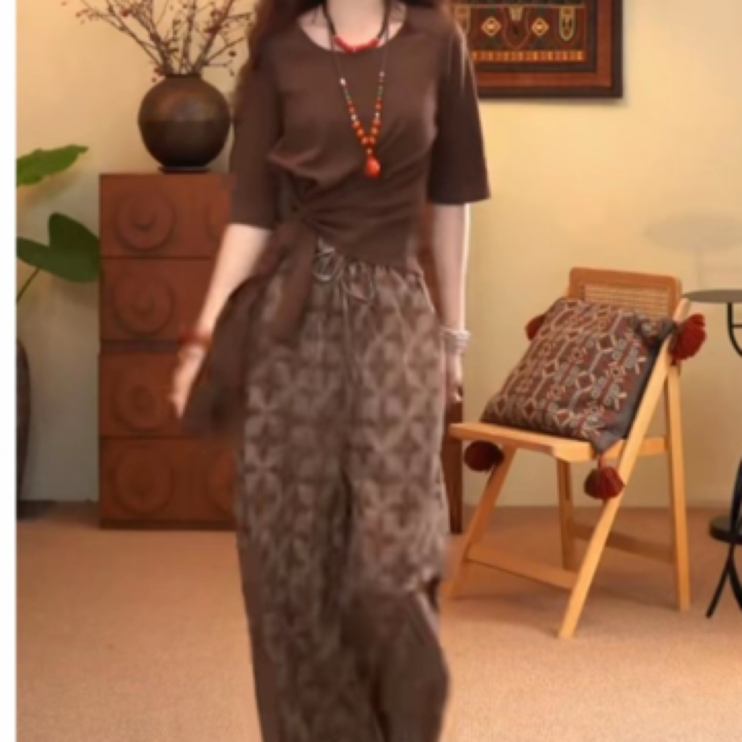 时尚洋气显瘦上衣印花裤子夏季新款女装