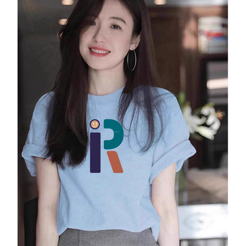 2025新款蓝色短袖纯棉t恤女夏季设计感小众宽松体恤基础款上衣潮