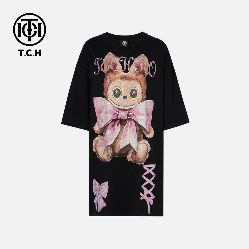 TCH私服烫钻工艺时尚休闲百搭气质连衣裙女T75C30E9001轻奢tch