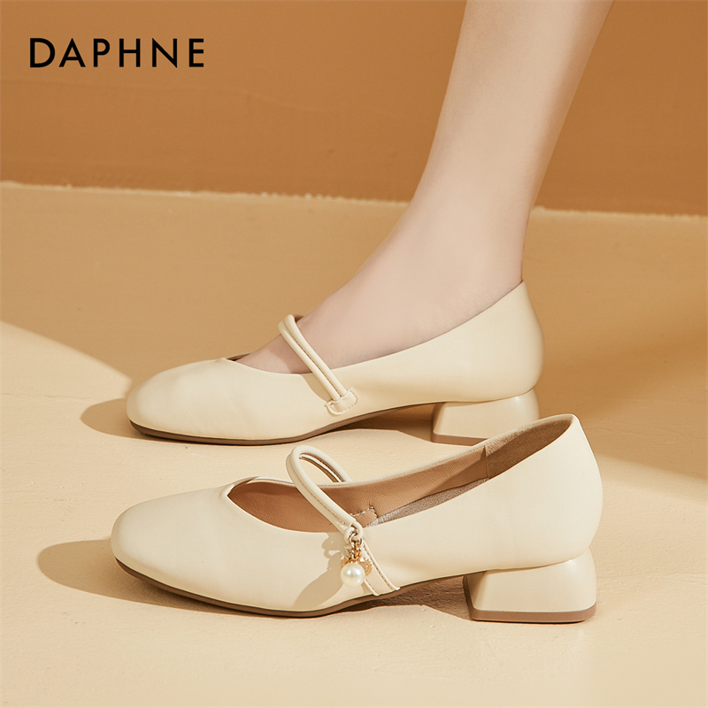 达芙妮法式单鞋女鞋2025秋季新款粗中跟小香风配裙子旗袍玛丽珍鞋