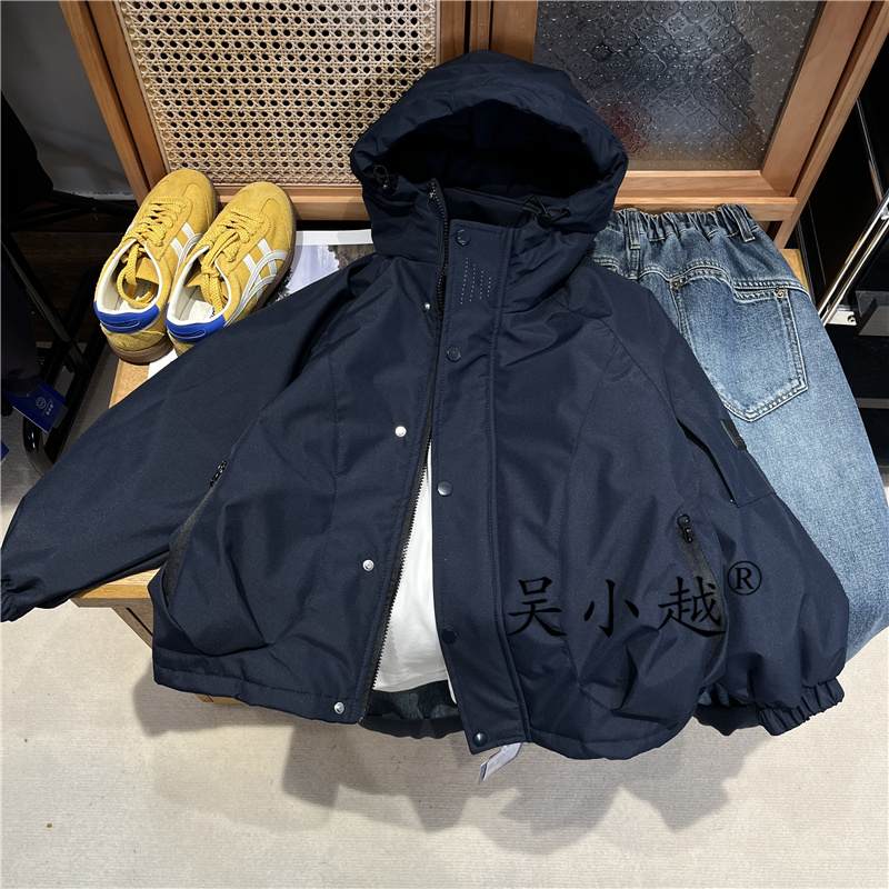 吴小越w1690男童中大童冬装加棉新款洋气儿童冲锋衣冬季加厚外套