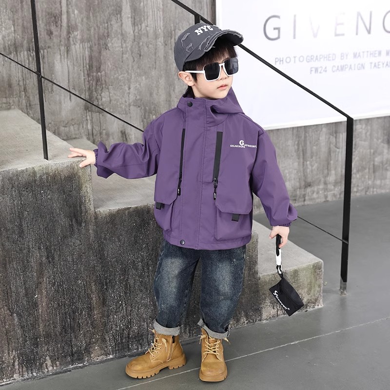 男童春装外套2025新款儿童春季酷帅冲锋衣宝宝童装男孩春秋款衣服