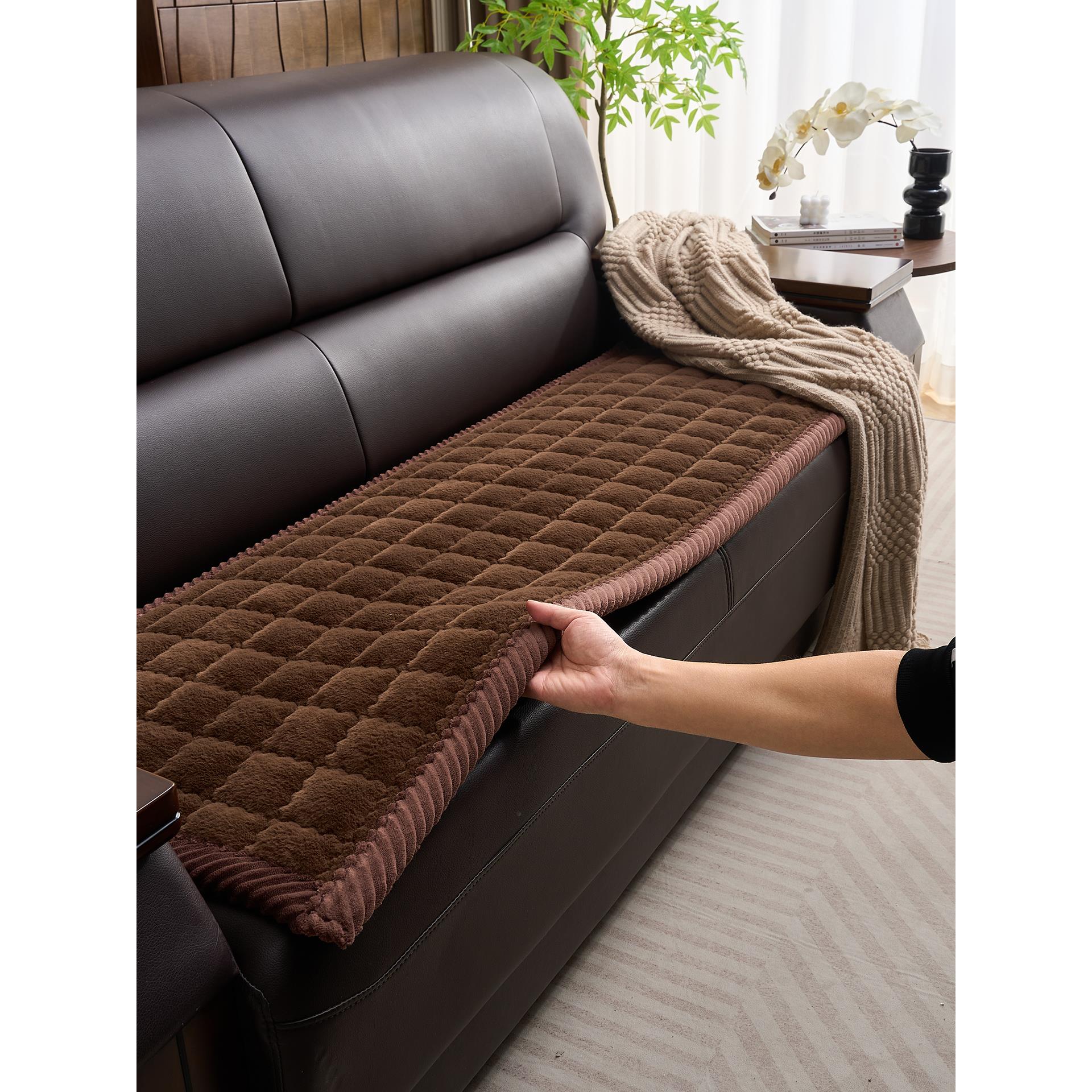 冬季毛绒沙发垫坐垫加厚款绒垫子真皮沙发坐垫保暖沙发盖巾