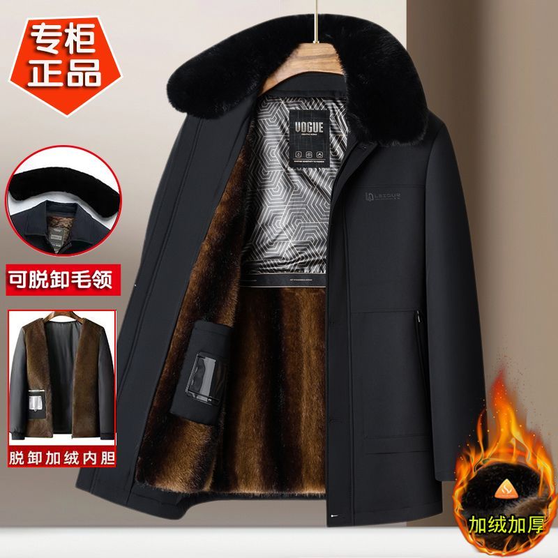 可拆卸内胆爸爸冬装棉衣加绒加厚中老年棉服男保暖爷爷·外套棉袄