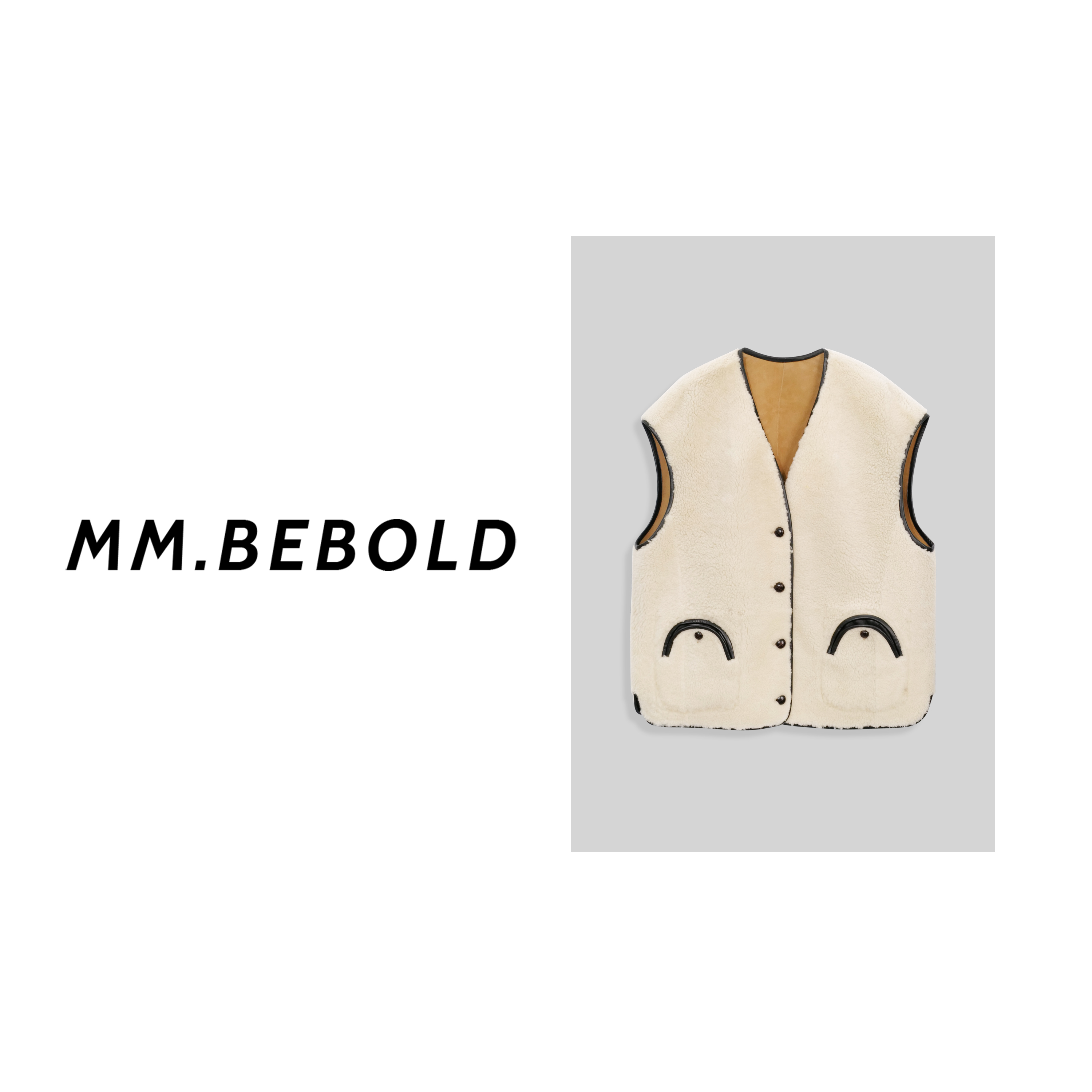 【妙姐精选】暖栀 双面穿皮质边饰搭扣马甲MO358