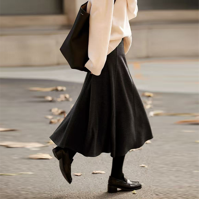 【2个长度】八片重工伞裙半身裙高腰中长款百搭显瘦a字裙秋冬