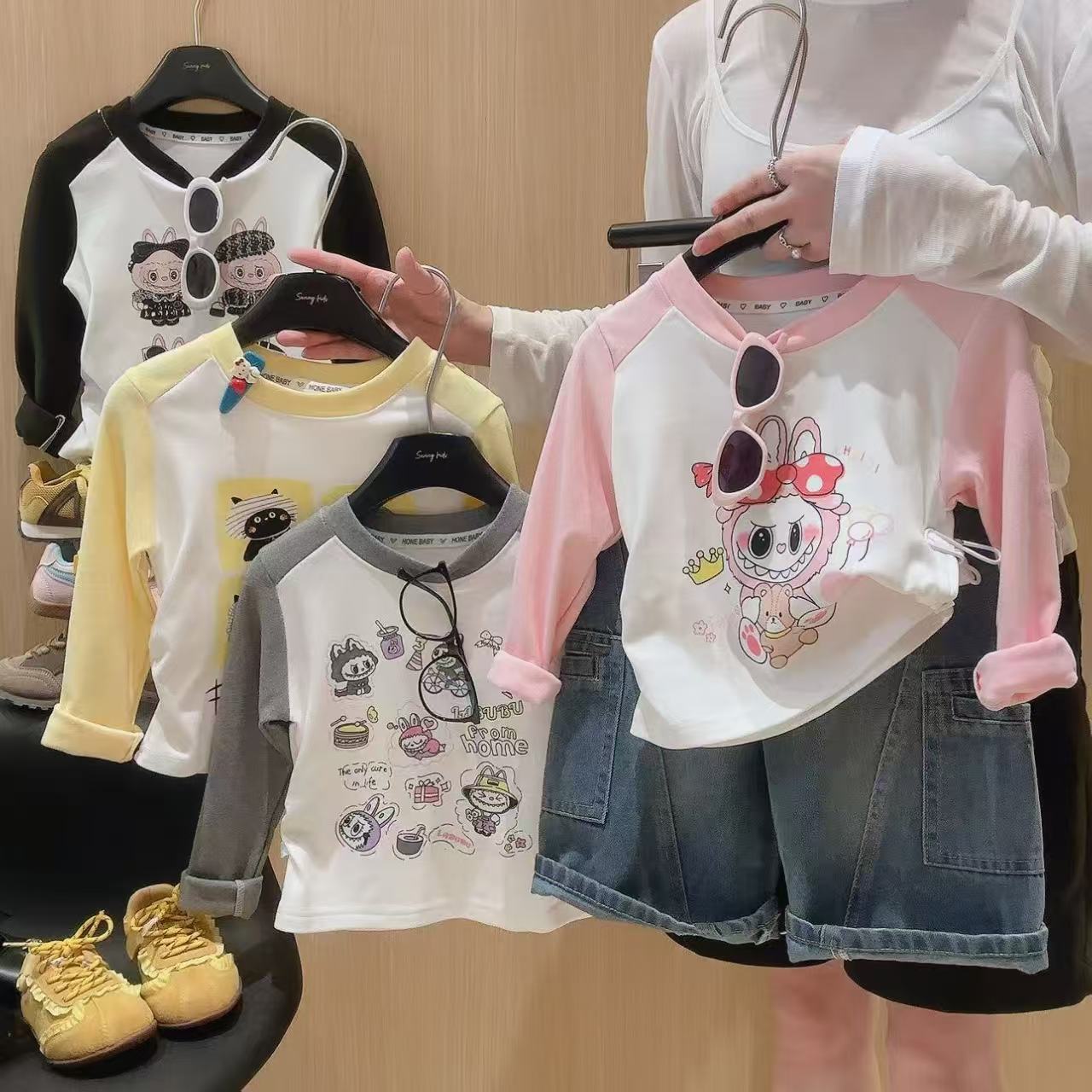 【现货】2025新款春秋卡通印花A类长袖T恤秋季韩版小童甜辣风