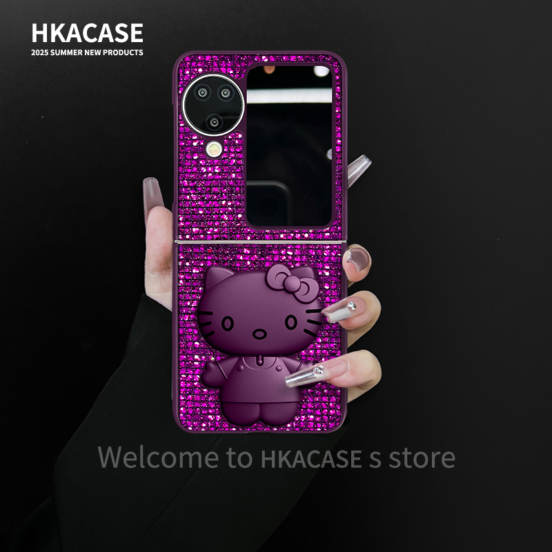 适用oppofindn3flip手机壳kt猫二合一折叠闪钻星空全包保护套