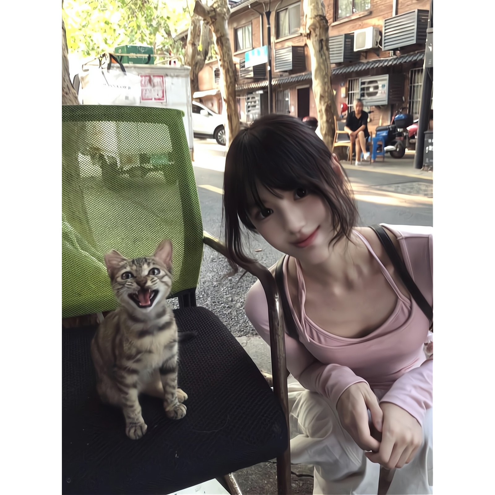 挂脖假两件长袖T恤上衣纯欲高级感打底衫弯刀牛仔裤高腰阔腿裤女