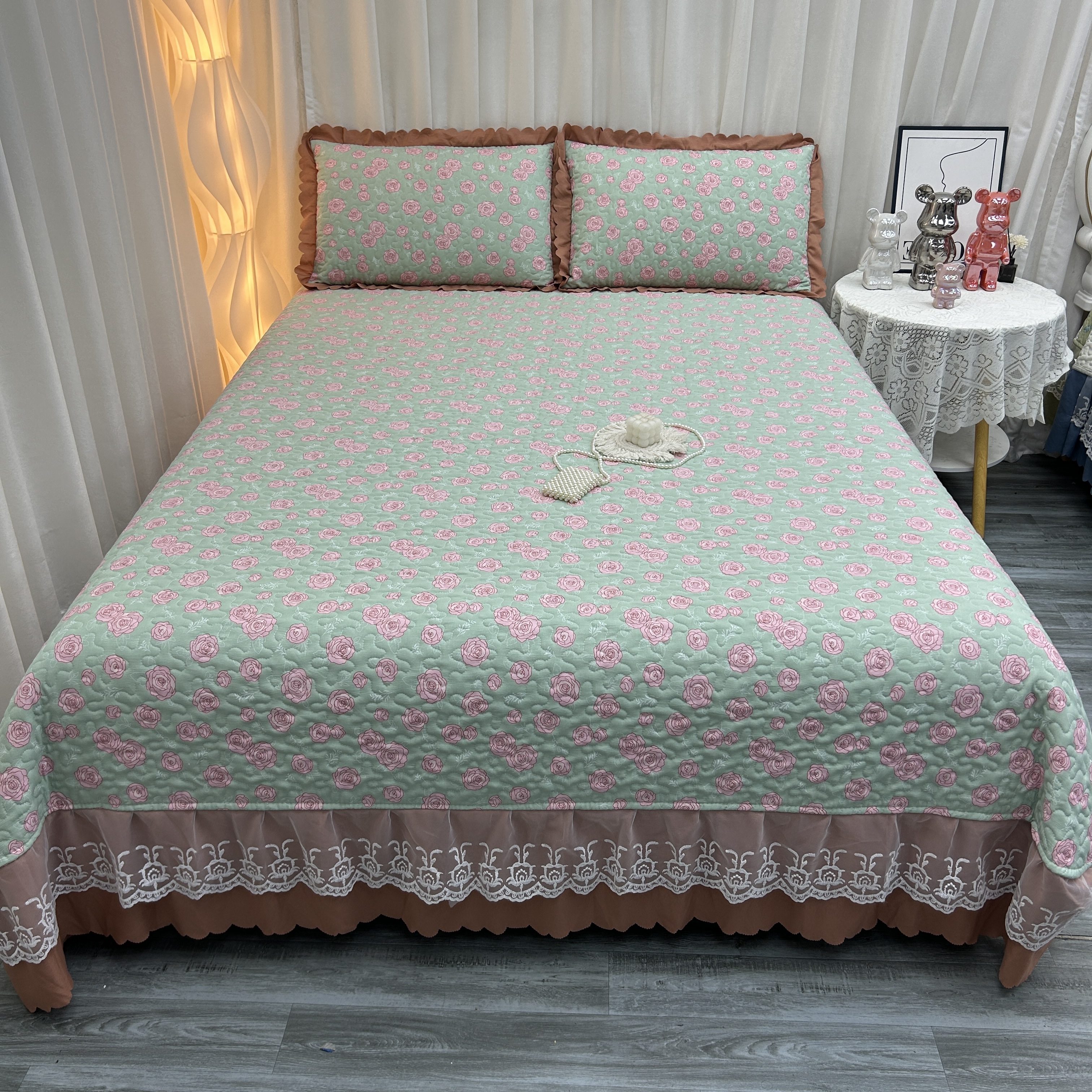 床盖套件床单加厚防滑夹棉绗缝床盖床罩床裙榻榻米炕盖四季通用