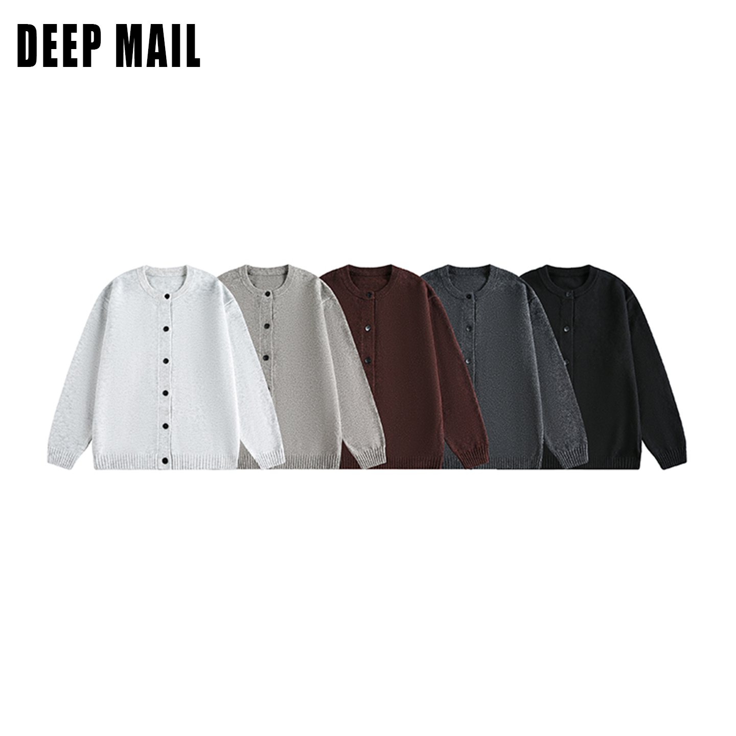 DEEPMAIL圆领冬季短款螺纹针织毛衣男冬季针织衫简约情侣纯色休闲