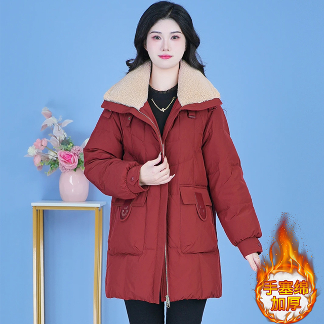 妈妈冬装外套羽绒棉服2025新款秋冬季棉袄大尺码中老年女中长版棉