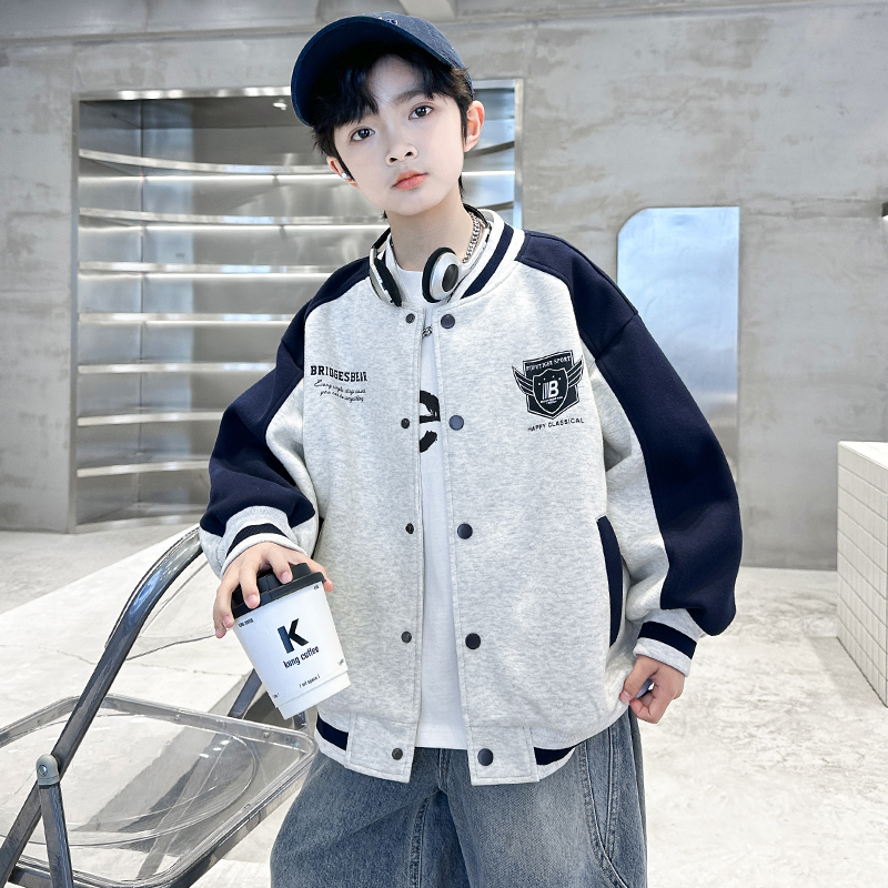 男童春秋款运动棒球服外套2025新款春季中大童儿童男孩春装酷帅潮
