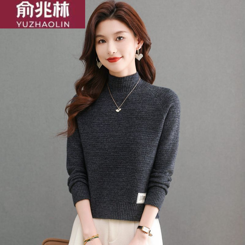 俞兆林毛衣女2025新款短款宽松时尚针织打底衫洋气半高领秋冬季保
