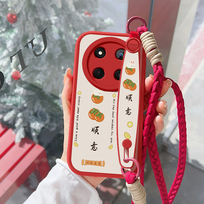 柿柿顺意适用华为荣耀x60i手机壳x60新款x60pro腕带挂绳硅胶软壳