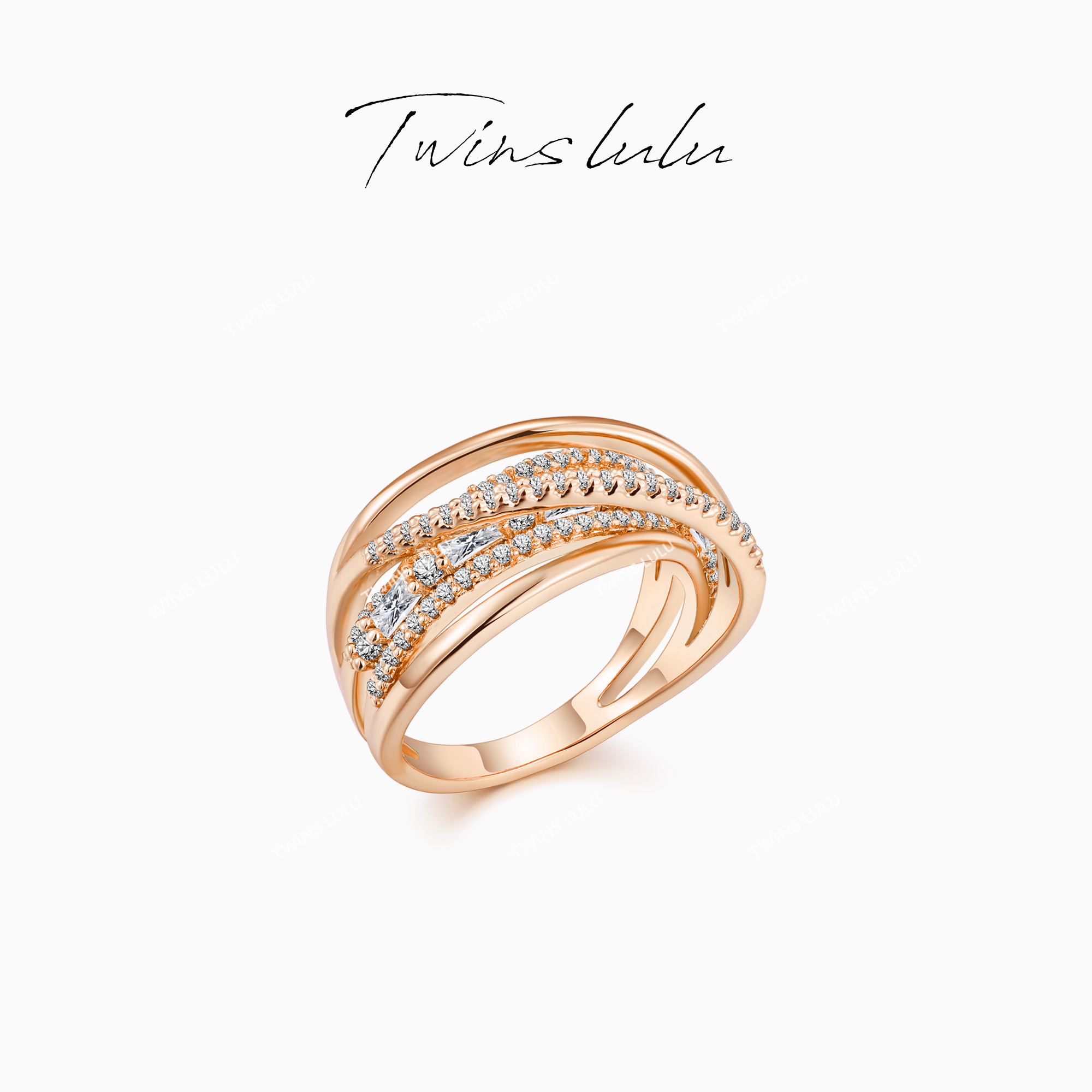 TWINS LULU 镀K金 独家设计款高级感小众首饰线条戒指TSS7830