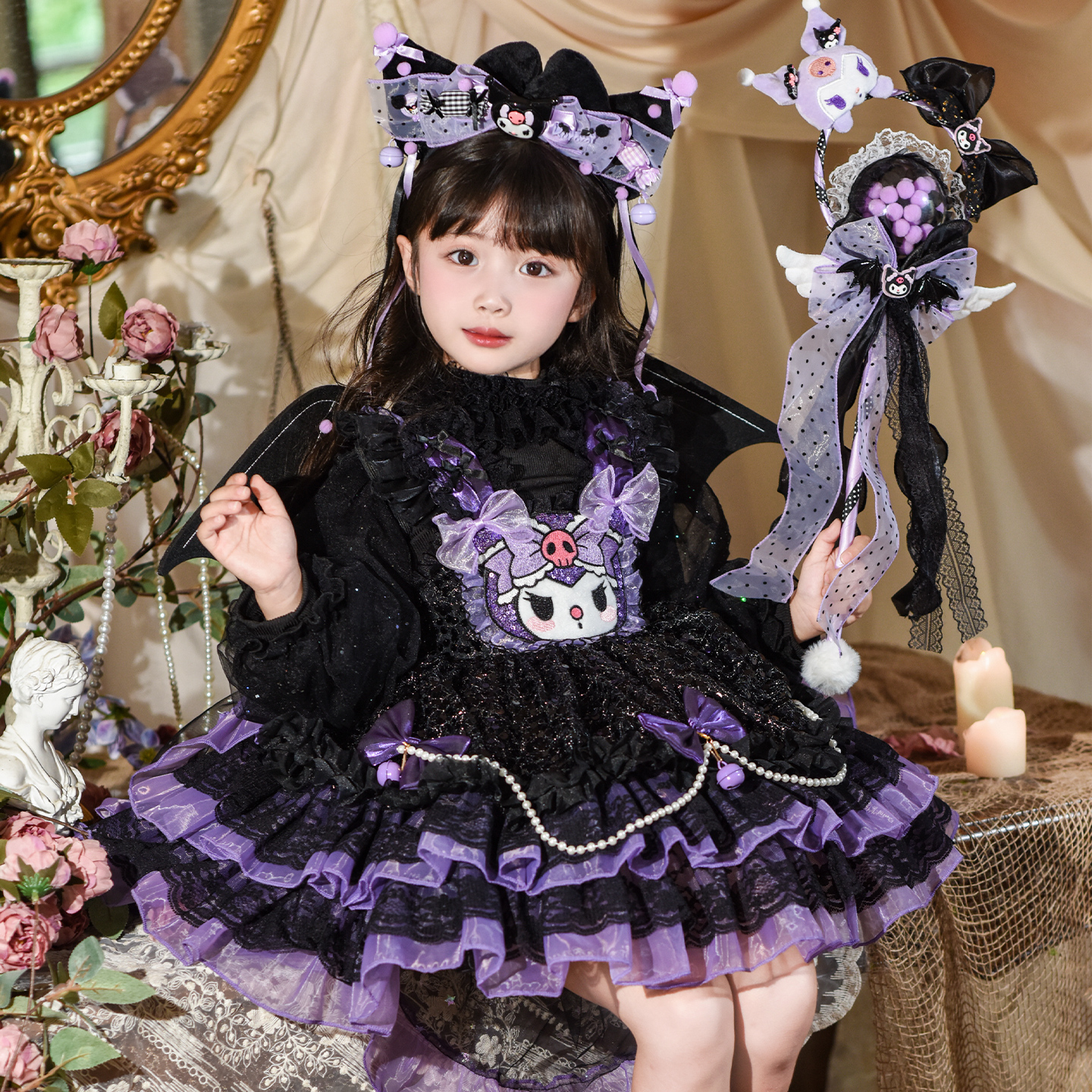 女童库洛米洛丽塔公主裙秋装新款洋气儿童生日表演礼服裙夏TY2819