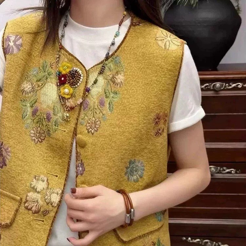 穿搭神器！中国风马甲女款爆款2025新款提花马夹新中式上衣背心