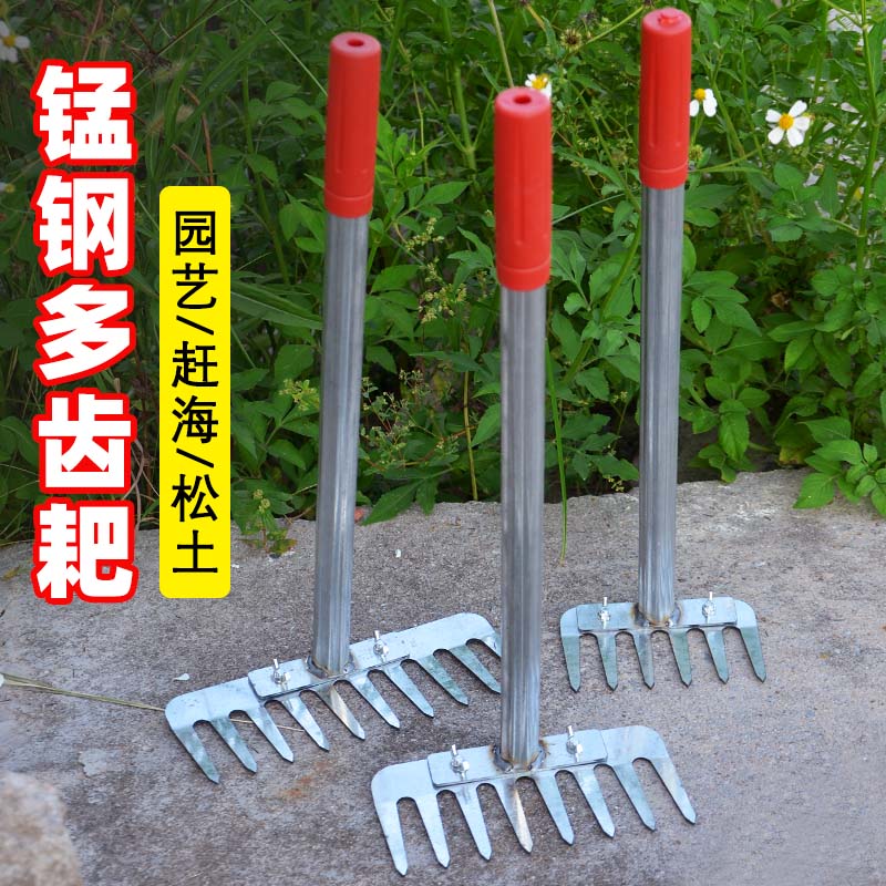 可拆卸园林种花栽菜赶海耙子翻松土五齿小耙扒草地搂除草园艺工具
