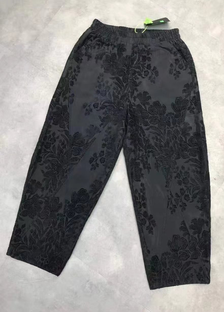 【秋冬加厚】黑色时尚百搭不挑腿型立体植绒烧花高级垂感哈伦裤2543