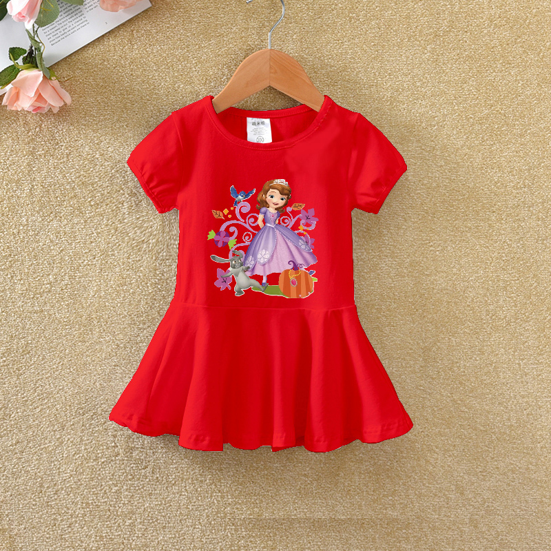 女童短袖连衣裙卡通童装新品百搭夏季中小宝宝公主裙洋气儿童裙子
