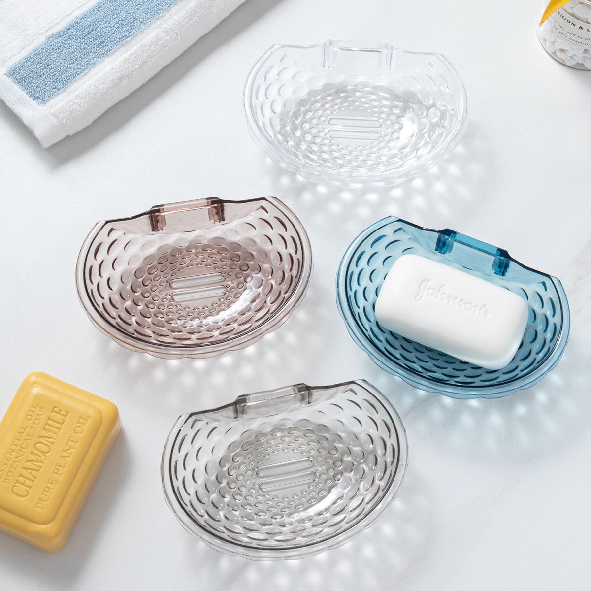 大号亚克力皂盒透明肥皂架免打孔家用浴室壁挂香皂架圆形超大轻奢