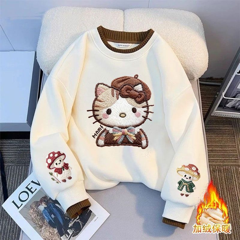 女童卡通印花卫衣2025新款秋冬中大童儿童洋气长袖衣服上衣