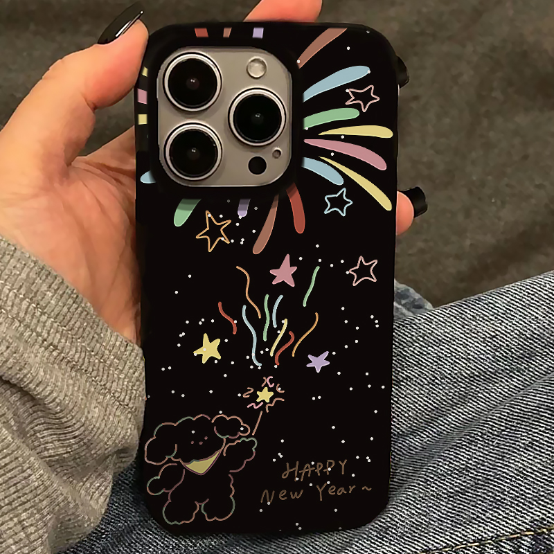 BANCA 暗夜烟花小狗适用iPhone16/15promax果冻14手机壳苹果13/12