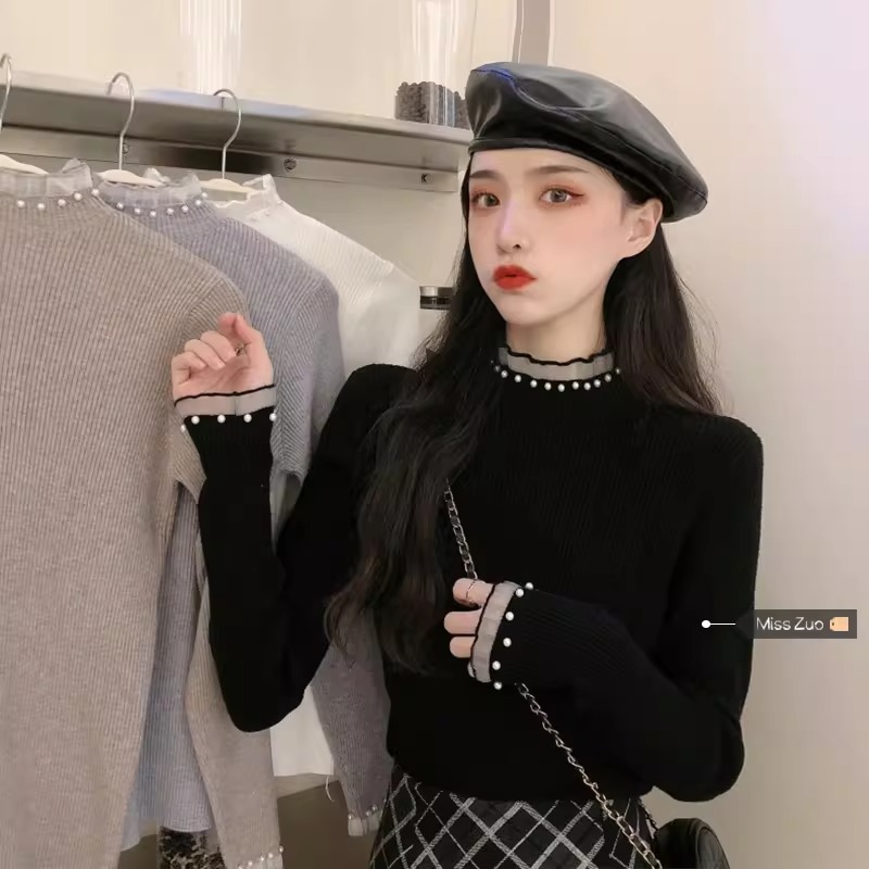 上衣打底衫毛衣修身半高领显瘦长袖网红针织衫时尚百搭ins秋冬洋