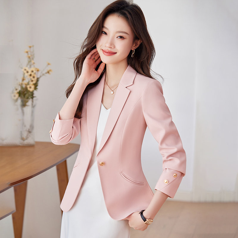 粉色小西装外套女春秋2025新款小个子时尚气质休闲高级感女士西服
