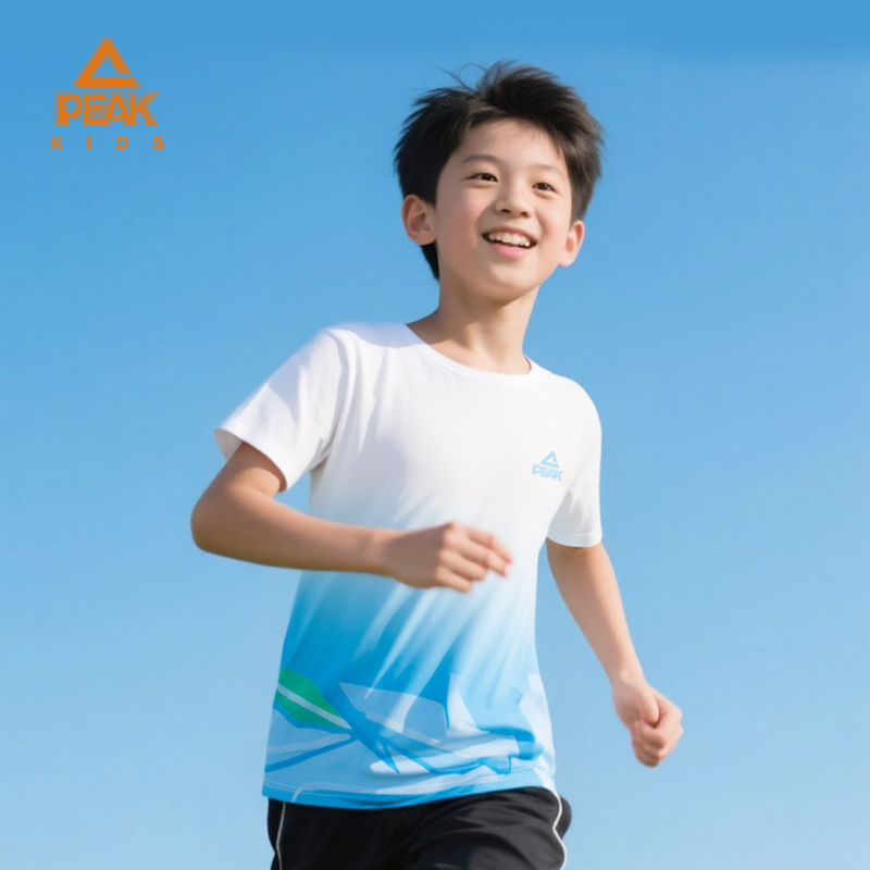 Peak/匹克儿童夏季透气马拉松舒适百搭渐变T恤上衣长袖DFK652059