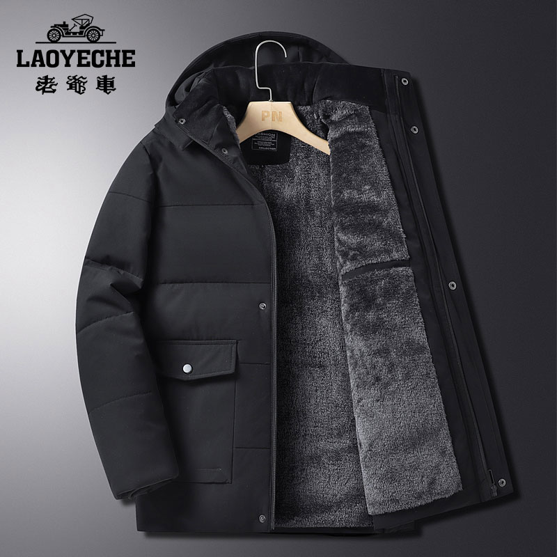 老爷车中老年人棉衣男加绒加厚棉袄冬季爷爷棉服爸爸冬装外套保暖