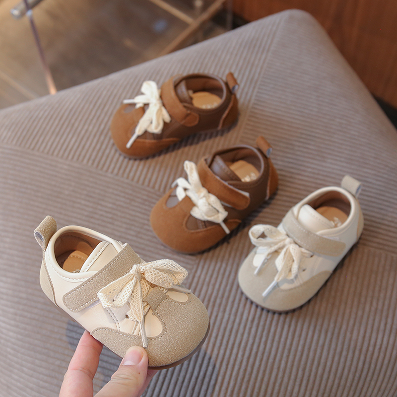 韩版女宝宝皮鞋耐磨软底婴儿学步鞋秋0-2岁女童豆豆鞋小童休闲鞋