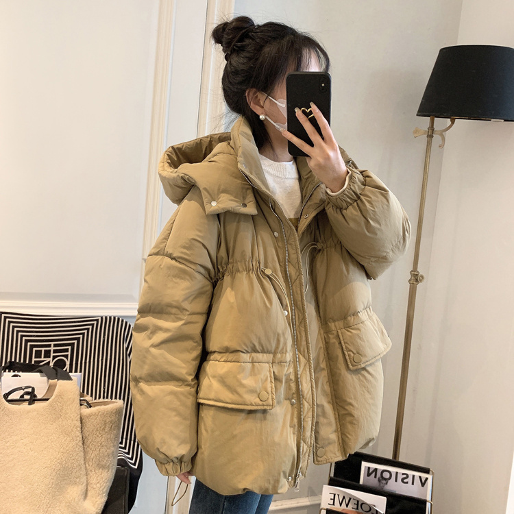 啊中长款服女冬季加厚抽绳宽松连帽小个子外套