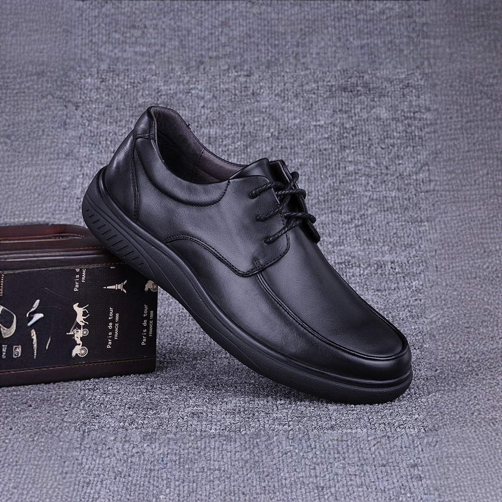 男款2025新款皮鞋商务系带车缝线大码软底休闲皮鞋男爸爸