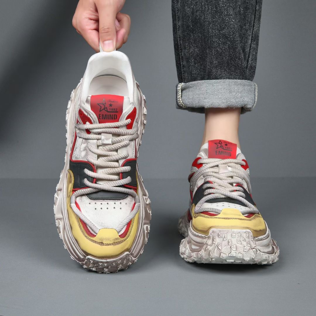 头层牛皮水洗做旧脏脏鞋秋冬老爹鞋休闲鞋复古时尚国潮透气95932