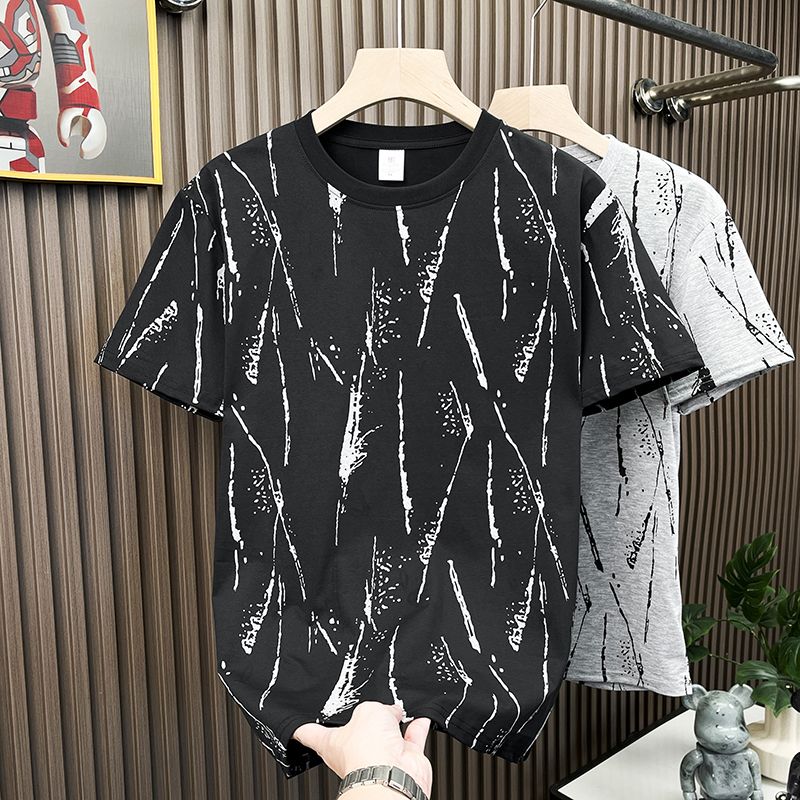 冰丝短袖t恤男士夏季薄款潮流宽松设计感复古半袖体恤男2025新款