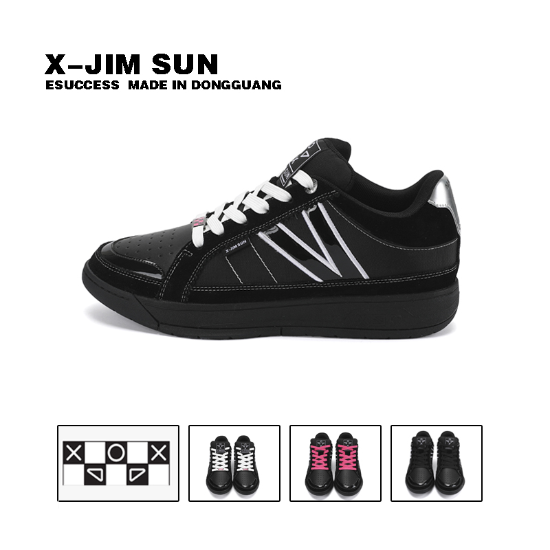 击上滑板鞋透气舒适低帮休闲百搭男鞋厚底增高学生男女同款黑骑士