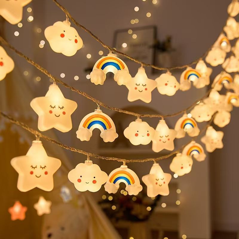 云朵彩虹星星彩灯串卧室装饰灯儿童帐篷灯房间生日挂灯节日布置灯