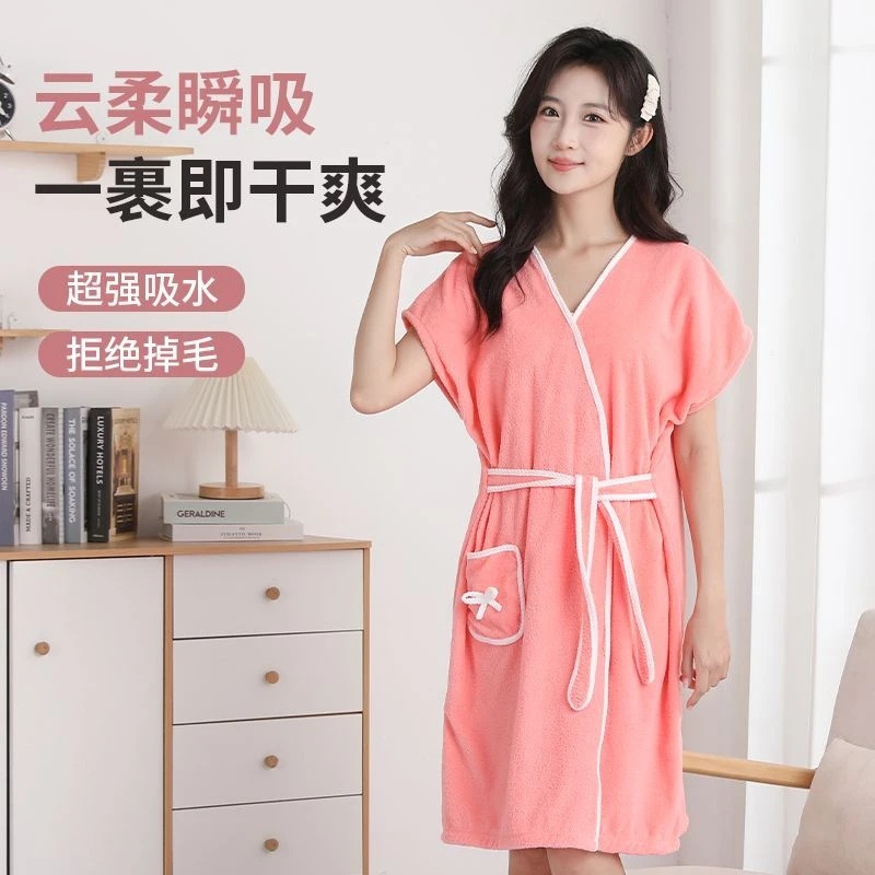 可穿式浴巾成人家用浴裙吸水速干居家学生洗澡游泳用柔软加长裹巾