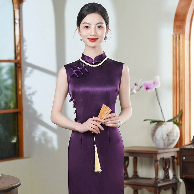 新中式旗袍2025夏季老上海日常可穿气质素雅国风礼服宴会连衣裙